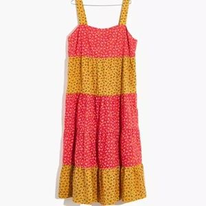 Madewell Button-Back Tiered Midi Dress. Size 14.